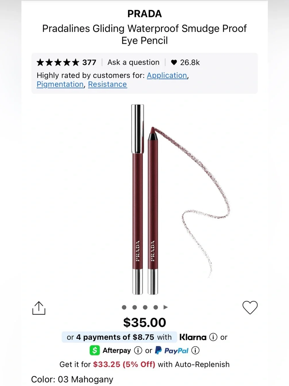 Set of 3 Eyeliners from Prada (Mahogany), Hourglass, (Forest), & Glossier (Lapis